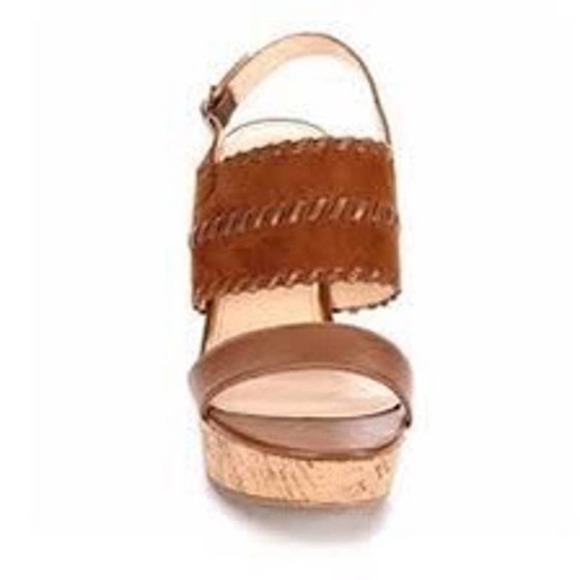 Michael Shannon Christa Slingback Leather Cork Wedge - Picture 1 of 10